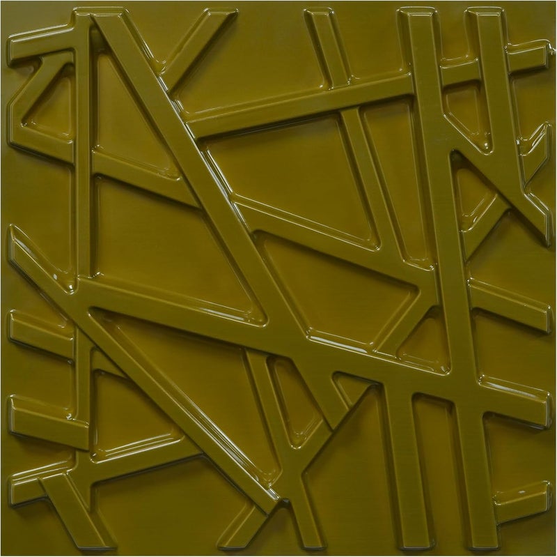 LEVOWAY 3D Wall Panels for Interior Wall Decor, 11.8''x11.8'' 33 Pack Accent Textured Wall Panels for Living Room, Gaming Room, TV Background, Cover 32 Sq.Ft (Brushed Gold) - Image 1
